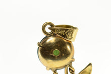 Load image into Gallery viewer, 14K Ornate Carved Nephrite Floral Drop Statement Pendant Yellow Gold