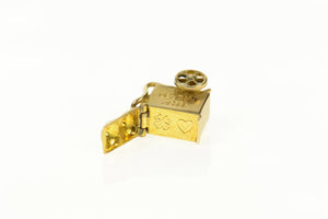 10K 3D Articulated Ice Cream Cart Dessert Charm/Pendant Yellow Gold