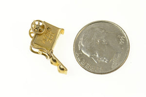 10K 3D Articulated Ice Cream Cart Dessert Charm/Pendant Yellow Gold