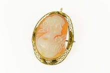 Load image into Gallery viewer, 14K Ornate Victorian Carved Lady Cameo Pendant/Pin Yellow Gold