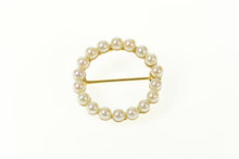 Load image into Gallery viewer, 14K Classic Retro Pearl Circle Round Statement Pin/Brooch Yellow Gold