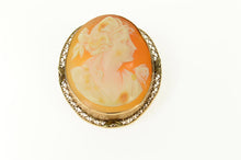 Load image into Gallery viewer, 10K Victorian Carved Lady Cameo Shell Pin/Brooch Yellow Gold