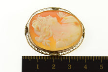 Load image into Gallery viewer, 10K Victorian Carved Lady Cameo Shell Pin/Brooch Yellow Gold