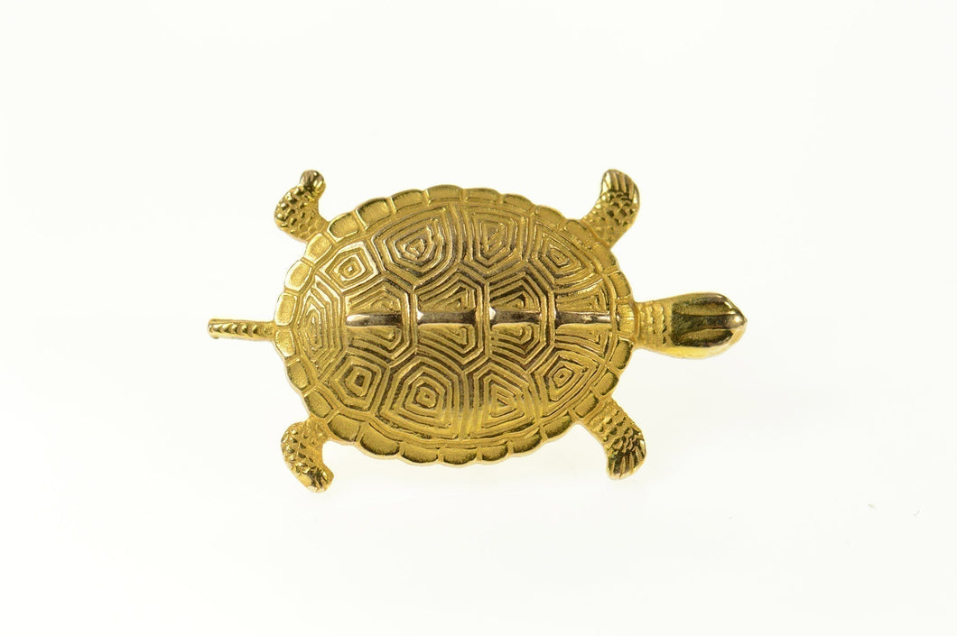 10K Ornate Turtle Tortoise Lapel Pin/Brooch Yellow Gold