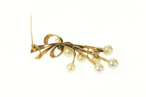 14K Floral Bouquet Pearl Cluster Statement Pin/Brooch Yellow Gold