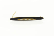 Load image into Gallery viewer, 14K Black Onyx Seed Pearl Victorian Bar Pin/Brooch Yellow Gold