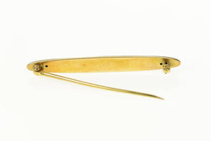 14K Black Onyx Seed Pearl Victorian Bar Pin/Brooch Yellow Gold