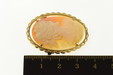 Load image into Gallery viewer, 14K Ornate Carved Shell Cameo Lady Pin/Brooch Yellow Gold