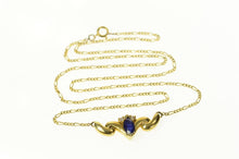 Load image into Gallery viewer, 14K Marquise Sapphire Diamond Accent Chain Necklace 17.75&quot; Yellow Gold