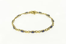 Load image into Gallery viewer, 10K Sapphire Diamond Accent Criss Cross X Bracelet 7.25&quot; Yellow Gold