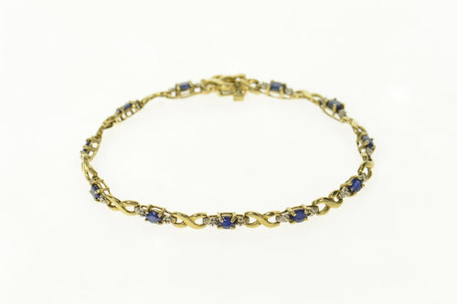 10K Sapphire Diamond Accent Criss Cross X Bracelet 7.25
