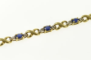 10K Sapphire Diamond Accent Criss Cross X Bracelet 7.25" Yellow Gold