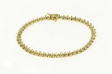 Load image into Gallery viewer, 10K 2.88 Ctw Wavy Link Classic Diamond Tennis Bracelet 7.25&quot; Yellow Gold