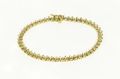 10K 2.88 Ctw Wavy Link Classic Diamond Tennis Bracelet 7.25