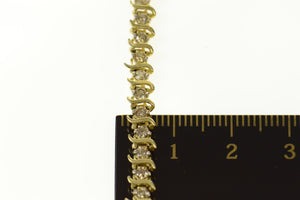 10K 2.88 Ctw Wavy Link Classic Diamond Tennis Bracelet 7.25" Yellow Gold