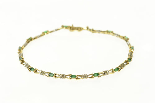 10K Marquise Emerald Diamond Classic Tennis Bracelet 7