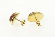 Load image into Gallery viewer, 14K Carved Carnelian Scarab Retro Stud Earrings Yellow Gold