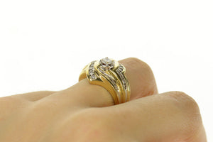 14K 0.90 Ctw Diamond Bypass Engagement Ring Size 7 Yellow Gold