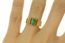 Load image into Gallery viewer, 14K Oval Carved Jade Floral Cabochon Statement Ring Size 6.75 Yellow Gold