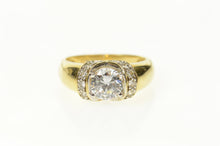 Load image into Gallery viewer, 14K Split Cubic Zirconia Ornate Travel Engagement Ring Size 5 Yellow Gold