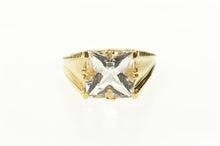 Load image into Gallery viewer, 14K Princess Cut CZ Ornate Squared Statement Ring Size 7 Yellow Gold