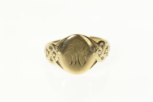 10K Victorian M Monogoram Name Letter Ornate Ring Size 9.25 Yellow Gold