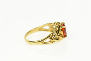 14K Oval Syn. Mexican Fire Opal Knot Braid Ring Size 5.5 Yellow Gold