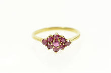Load image into Gallery viewer, 14K Squared Ruby Cluster Classic Statement Ring Size 5.5 Yellow Gold