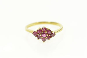 14K Squared Ruby Cluster Classic Statement Ring Size 5.5 Yellow Gold