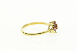 14K Squared Ruby Cluster Classic Statement Ring Size 5.5 Yellow Gold