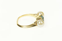 Load image into Gallery viewer, 14K Retro Pearl Syn. Blue Topaz Ornate Statement Ring Size 5.25 Yellow Gold