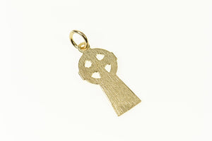 9K Ornate Patterned Celtic Cross Christian Faith Charm/Pendant Yellow Gold