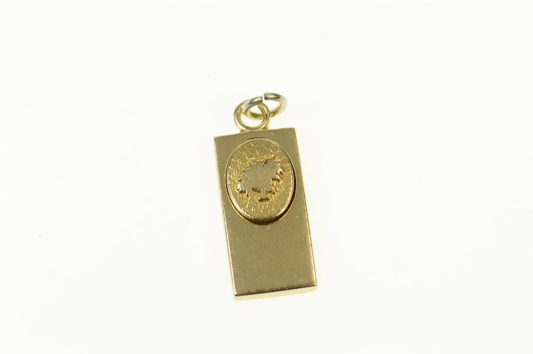 10K Oval Oak Tree Rectangular Charm/Pendant Yellow Gold