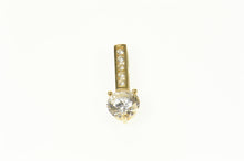 Load image into Gallery viewer, 14K Round Cubic Zirconia Drop Bar Statement Pendant Yellow Gold