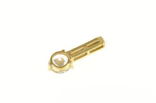 Load image into Gallery viewer, 14K Round Cubic Zirconia Drop Bar Statement Pendant Yellow Gold