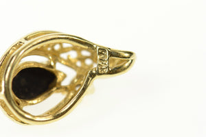 10K Pear Black Onyx Diamond Accent Wavy Pendant Yellow Gold