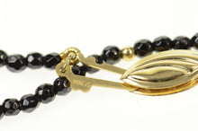 Load image into Gallery viewer, 14K Black Glass Beaded Retro Statement Necklace Yellow Gold