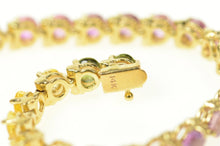 Load image into Gallery viewer, 14K Yellow Pink Green Sapphire Rainbow Tennis Bracelet 8&quot; Yellow Gold