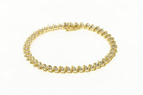 14K 1.76 Ctw Diamond Classic Wavy Link Tennis Bracelet 7.25