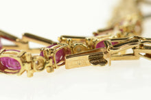 Load image into Gallery viewer, 14K Oval Ruby Diamond Accent Arrow Link Bracelet 7&quot; Yellow Gold