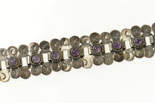 Load image into Gallery viewer, Sterling Ornate Taxco Amethyst Swirl Link Mexican Bracelet 7.5&quot;