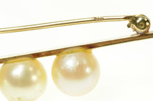 Load image into Gallery viewer, 14K Classic Pearl Accented Bar Statement Pin/Brooch Yellow Gold