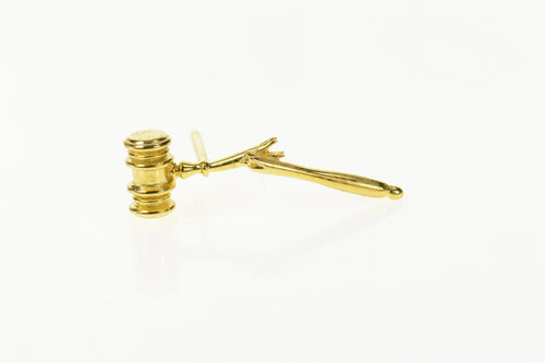 14K Ornate Snapped Gavel Justice Lapel Pin/Brooch Yellow Gold