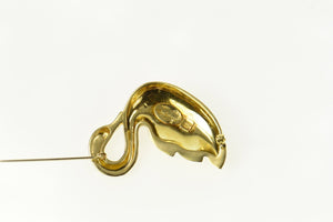 18K Designer Ornate Tri Tone Swirl Swan Pin/Brooch Yellow Gold