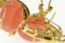 Load image into Gallery viewer, 14K Rhodochrosite Ornate Dolphin French Clip Earrings Yellow Gold