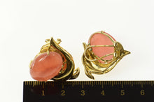 Load image into Gallery viewer, 14K Rhodochrosite Ornate Dolphin French Clip Earrings Yellow Gold