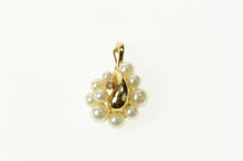 Load image into Gallery viewer, 14K Retro Ornate Pearl Diamond Cluster Statement Pendant Yellow Gold