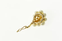Load image into Gallery viewer, 14K Retro Ornate Pearl Diamond Cluster Statement Pendant Yellow Gold