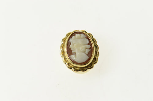 10K Ornate Carved Shell Cameo Slide Bracelet Charm/Pendant Yellow Gold