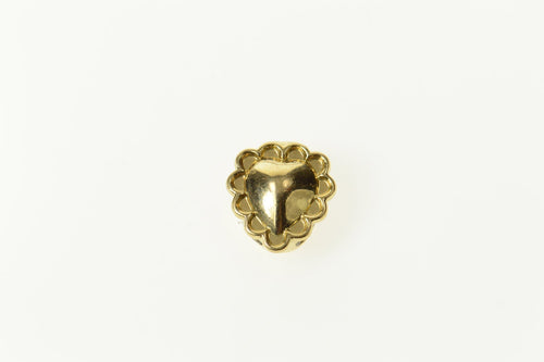 10K Retro Puffy Scalloped Heart Slide Bracelet Charm/Pendant Yellow Gold